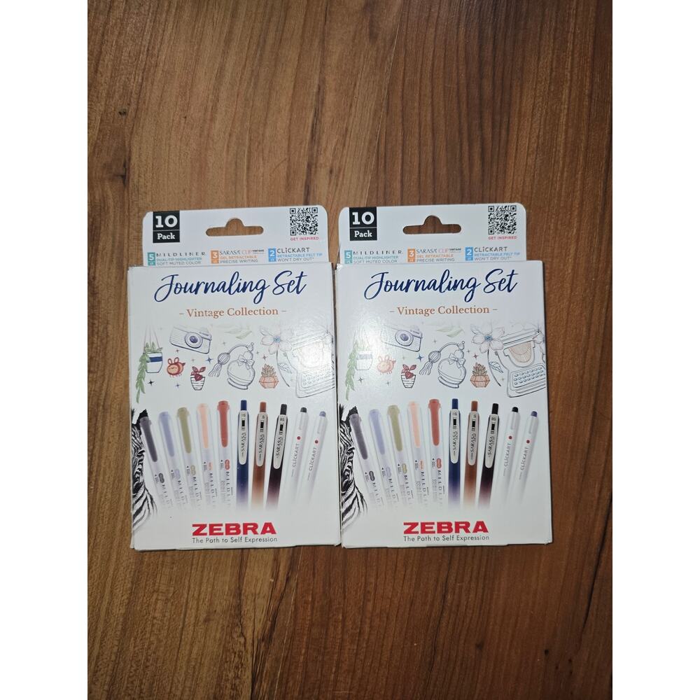 2 Packs Zebra Vintage Journaling Marker Set